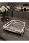 Luxury Silver Handle Rose Detailed Footed Square Tray for Promise, Engagement, Dowry, Coffee, Tea Presentation - 4