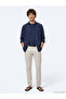 Navy Blue Plain Regular Fit Long Woven Casual Cotton Blend Shirt