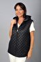 Women's Hooded Sleeveless Vest with Stone Collar and Front Zipper Pocket - 3