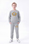 3 Thread Printed Boys' Double Pocket Crew Neck Sweatshirt Set - 5