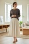 Women's Knitted Long Sleeve Round Neck T-Shirt - 2