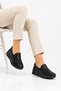 Kosel studded double rubber bone protruding genuine leather women's shoes black skin - 2
