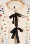 Floral Embroidered Knitwear Cardigan with Ribbon Tie Detail - 6