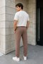 Men's Brown Sweatpants Jogger with Elastic Waist and Cuffs and Pockets - 8