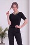Women's Collar Stone Detailed Short Sleeve Knitwear Blouse Brown, Black - 4