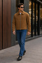 Men's Relax Fit Premium Jacket Cashmere Coat Brown - 3