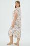 17332 Ecru Hydrangea Flower Patterned Plus Size Nightgown Dress - 3