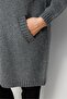 Women's Stand Collar Basic Zippered Long Wool Coat Smoked - 4