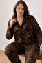 Women's Comfortable Patterned Buttoned Coffee Pajama Set 827 - 6