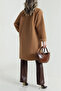 Women's Boucle Fabric Buttoned Pocketed Double-Breasted Collar Long Jacket - 4