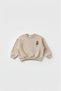 Children's Beige Printed Oversize 3 Thread Unisex Sweatshirt - 2
