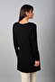 Women's Front Embossed Patterned Round Neck Long Sleeve Tunic - 4