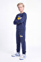 3 Thread Printed Boys' Double Pocket Crew Neck 2-Piece Tracksuit Set 4 Pieces - 5