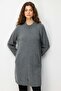 Women's Stand Collar Basic Zippered Long Wool Coat Smoked