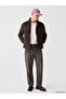 Vizyon New Season Brown Relax Fit Stand Collar Suede Men's Coat - 2