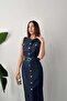 Blue Buttoned Denim Dress - 3