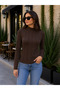 Timeless Elegance Women's Turtleneck Long Sleeve Modal Blouse with Ribbed Detail - 3