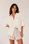 Ecru Muslin Women's Oversize Shirt |   Mks166965-01