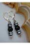 Hematite and Onyx Stone Earrings - Silver Color - - 4