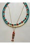 Triple necklace set with fish detail turquoise bead necklace trendy necklace set.