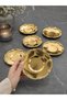 6 Pieces Gold Stainless Steel Tea Plate Coasters with Gold Rose Detail