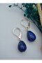 Lapis Lazuli Stone Earrings - Silver Color - - 3