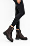 Sukan Yan V Buckle Long Side Zipper Genuine Leather Women's Boots Brown Skin