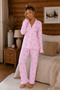 Bürümcük Knitted Long Sleeve Ruffle Line Patterned Women's Buttoned Pajama Set - 2