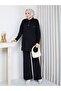 Knitwear Polo Collar Two-Piece Set with Trousers Black - 2