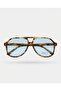 Damla Model Blue Glass Retro Large Sunglasses