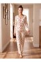 Women's Long Sleeve Camisole Bowknot Ecru Pajama Set C7T4N807 - 3