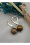 Tiger's Eye Stone Earrings - Silver Color - - 4