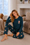Embroidered Milan Knitted Long Sleeve Round Neck Women's Pajama Set
