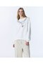 Women's Ecru Chain Heart Printed Crew Neck Oversize Sweatshirt Long Sleeve