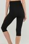 Women's Black Adjustable Waist Organic Cotton Lycra Capri Maternity Leggings - 4