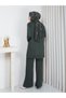 Knitwear Polo Collar Two-Piece Set with Trousers Khaki - 7