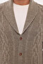 Mink 80% Wool 20% Acrylic Hair Knitted Patterned Buttoned Shawl Collar Knitwear Cardigan Trist-5369 - 5