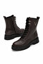 Sukan Yan V Buckle Long Side Zipper Genuine Leather Women's Boots Brown Skin - 2