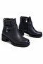 Orbuh zipper velcro women's genuine leather boots navy blue skin - 2