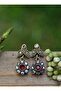 Authentic Earrings with Ruby and Zircon Stones - Bronze Color - - 2