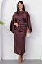 Low Neckline Bat Sleeve Satin Dress K-252767 - 5