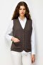 Women's Knitted Vest with Pockets V.Brown