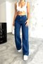Damian Women's High Waist Dark Blue Loose Palazzo Pants Lycra Denim Jeans.