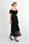 Women's Summer Black Madonna Collar Layered Tulle Dress 50428 - 5