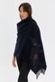 Women's Corner Patterned Colorful Floral Embroidered Tasseled Wool Shawl Dark Blue - 3