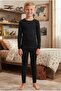 Boy's Black Thermal Underwear Set 3-Piece Set - 6