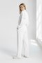 Women's White Oyshoo Low Sleeve Casual Crop Zipper Wide Leg Sweatpants Set - 78077 - 6