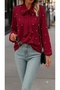 Women's Long-Sleeved Imported Crepe Blouse with Bow Detail and Pearl Embellishments - 2