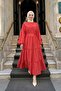 Chiffon Ruffle Dress Y0063 - Red - 2
