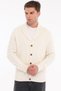 Bone 80% Wool 20% Acrylic Hair Knit Patterned Buttoned Shawl Collar Knitwear Cardigan Trist-5369 - 2